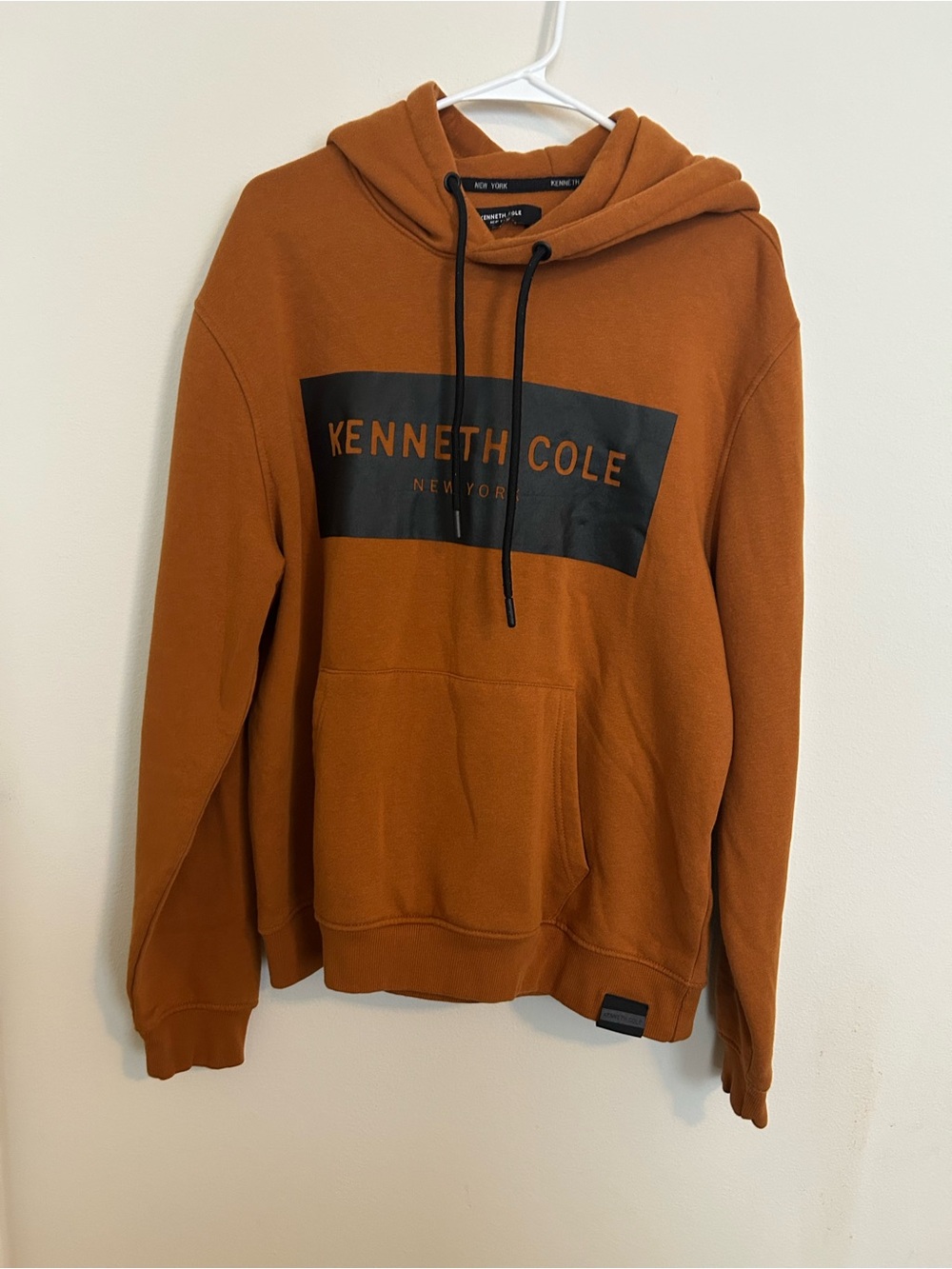 Kenneth Cole Rust-Toned Pullover Hoodie with Black Accents